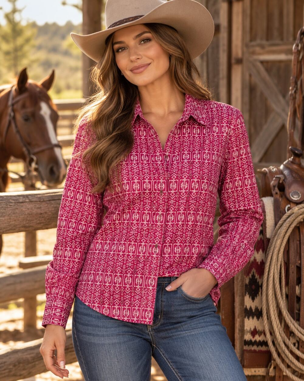Ariat R.E.A.L. Women’s XXL Fitted Western Button Shirt Geometric